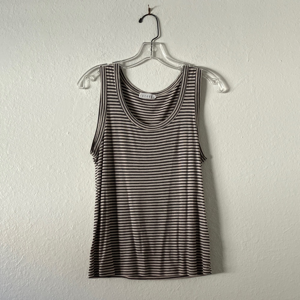 Grey Striped Lacausa Tank Top